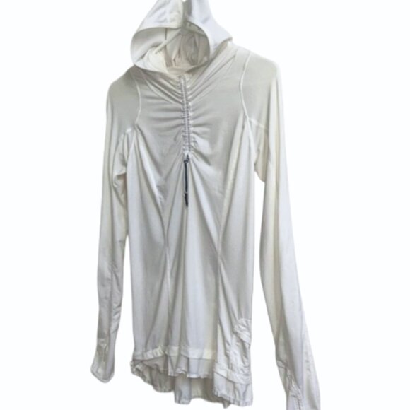 Lululemon Run Pace Setter Pullover Hoodie White Long Sleeve Thumbholes Size 4 - Picture 4 of 12